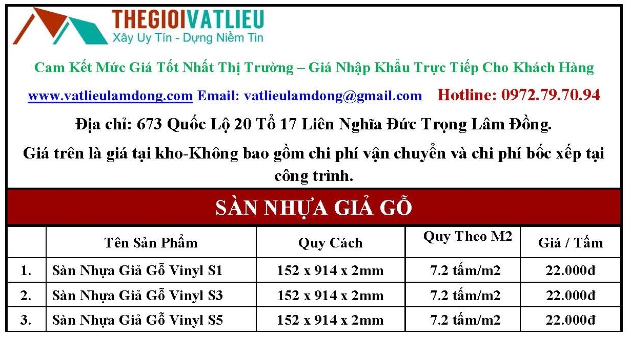 Bảng Báo Giá Sàn Nhựa Giả Gỗ | Sàn Gỗ Vân Gỗ Tại Lâm Đồng